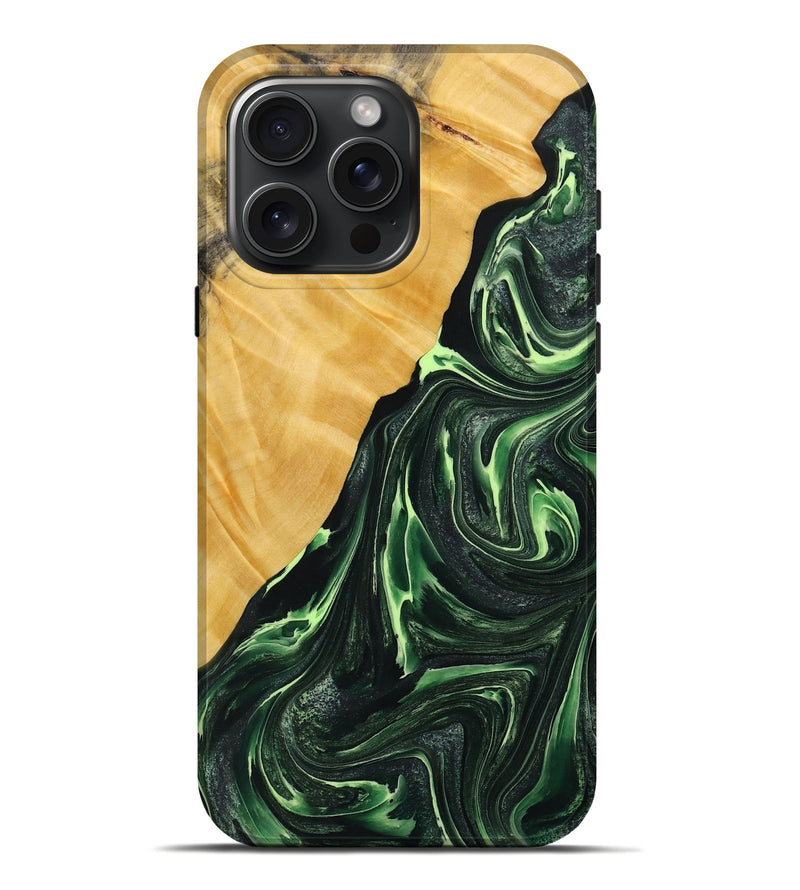 iPhone 16 Pro Max Wood Live Edge Phone Case - Arnav (Green, 731763)