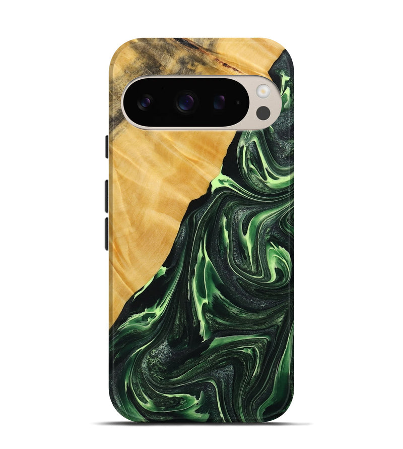 Pixel 9 Wood Live Edge Phone Case - Arnav (Green, 731763)