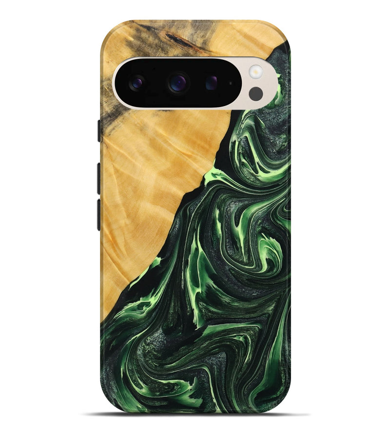 Pixel 9 Pro XL Wood Live Edge Phone Case - Arnav (Green, 731763)