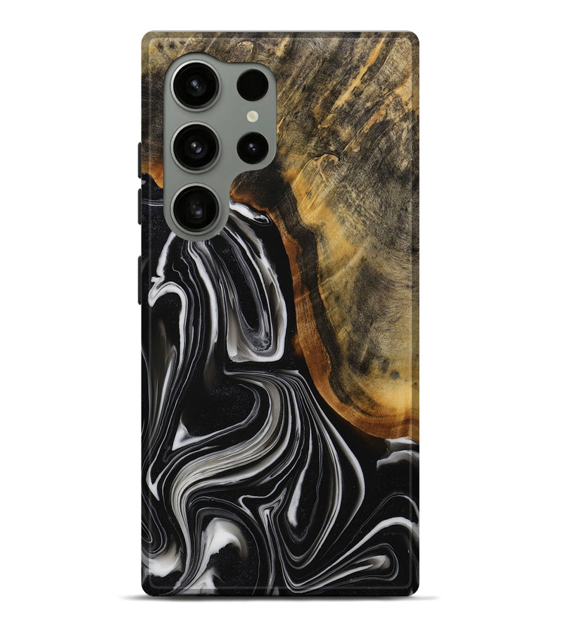 Galaxy S24 Ultra Wood Live Edge Phone Case - Jeanna (Black & White, 731765)