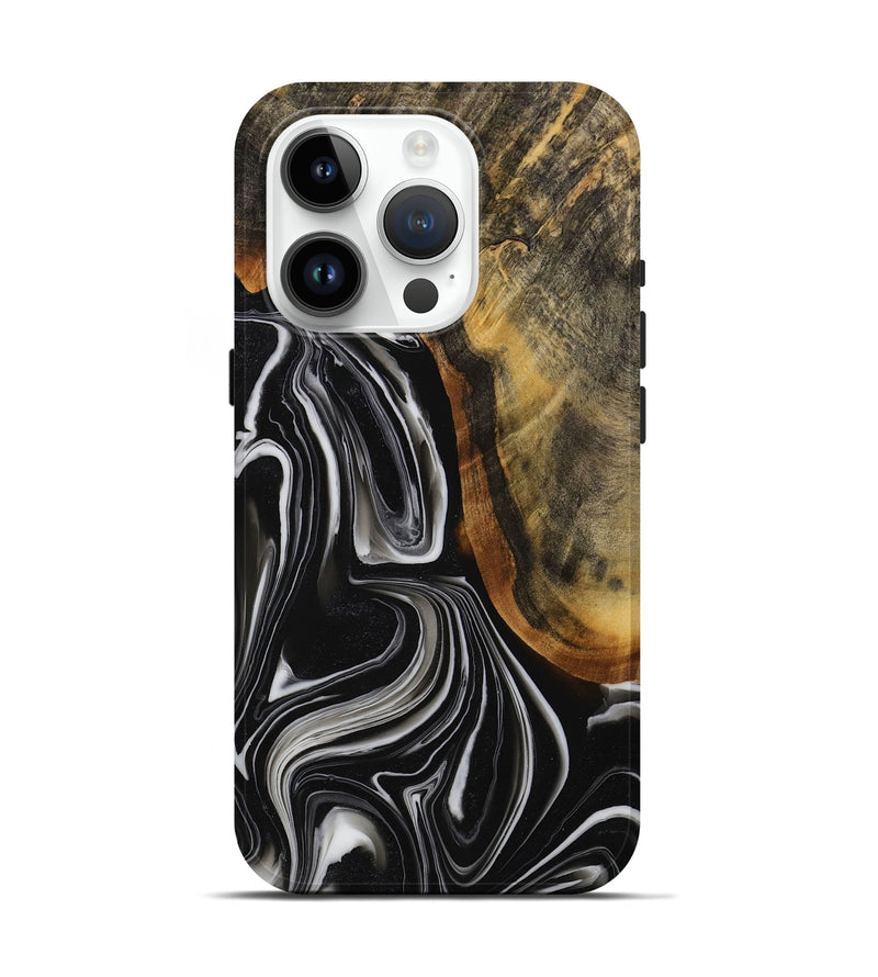 iPhone 15 Pro Wood Live Edge Phone Case - Jeanna (Black & White, 731765)