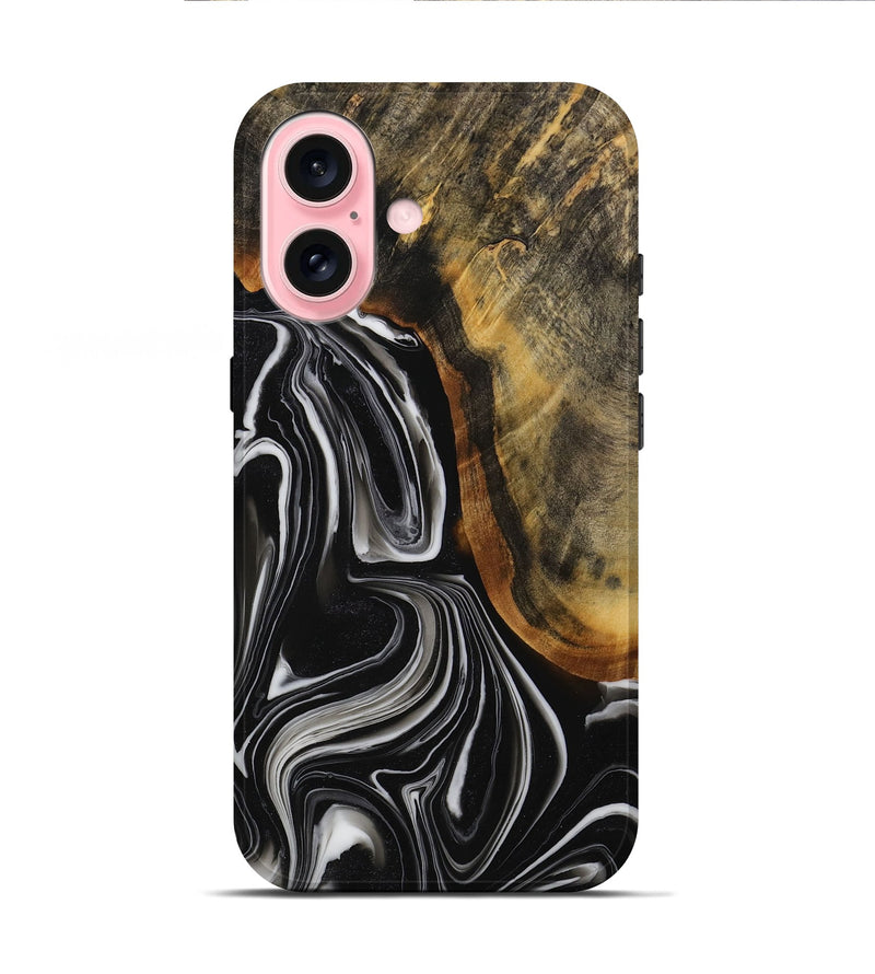 iPhone 16 Wood Live Edge Phone Case - Jeanna (Black & White, 731765)