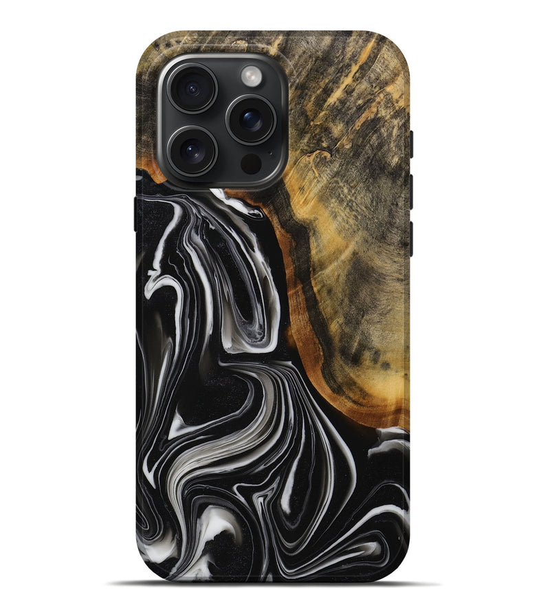 iPhone 16 Pro Max Wood Live Edge Phone Case - Jeanna (Black & White, 731765)