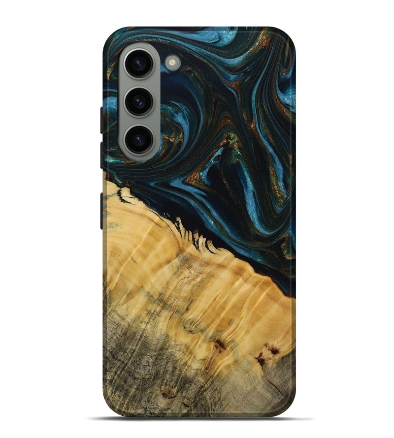 Galaxy S23 Plus Wood Live Edge Phone Case - Avon (Teal & Gold, 731766)