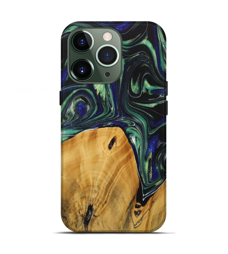 iPhone 13 Pro Wood Live Edge Phone Case - Therine (Green, 731767)