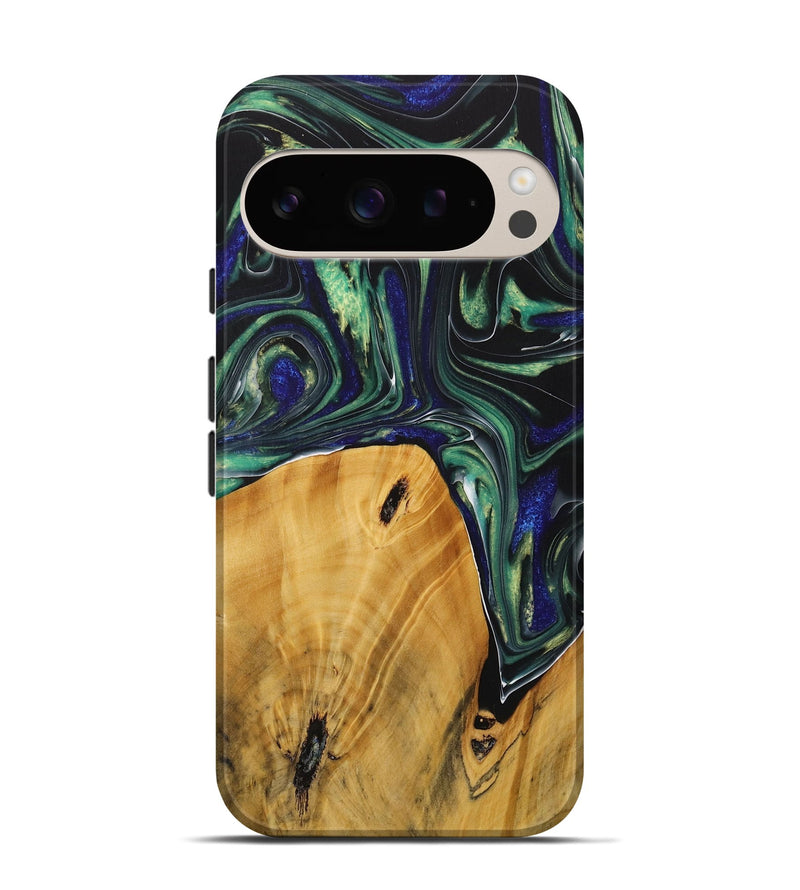 Pixel 9 Wood Live Edge Phone Case - Therine (Green, 731767)