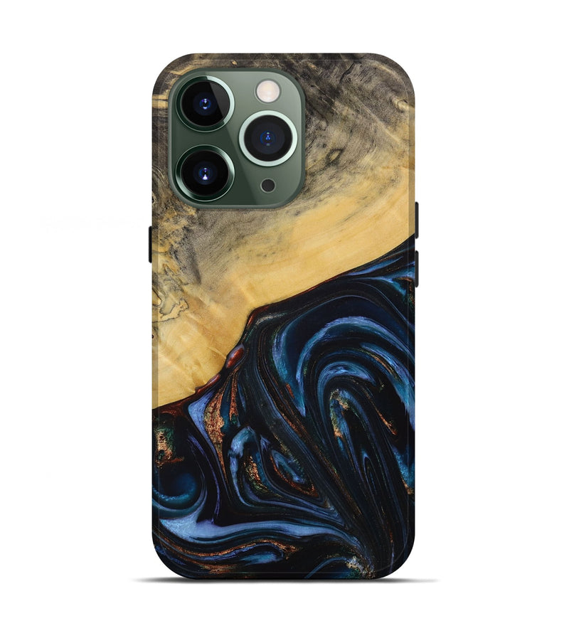 iPhone 13 Pro Wood Live Edge Phone Case - Aniya (Blue, 731768)