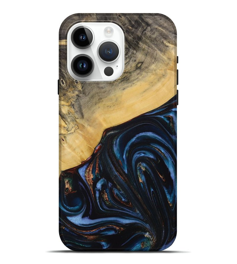 iPhone 15 Pro Max Wood Live Edge Phone Case - Aniya (Blue, 731768)