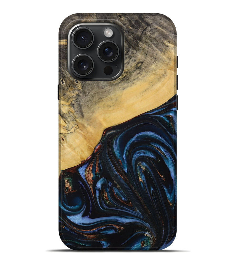 iPhone 16 Pro Max Wood Live Edge Phone Case - Aniya (Blue, 731768)