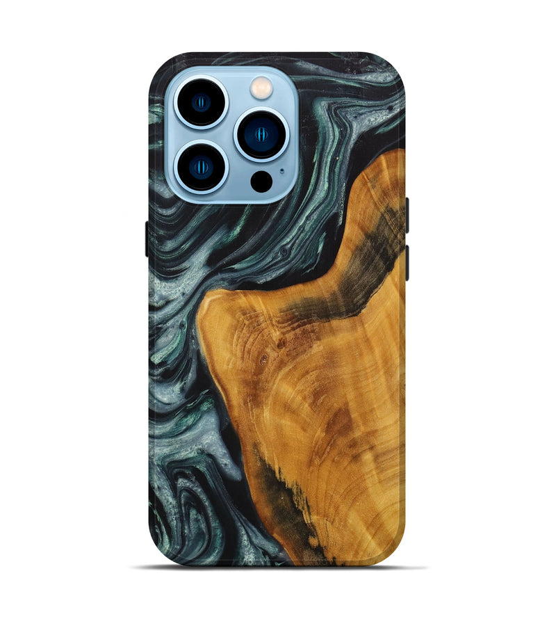 iPhone 14 Pro Wood Live Edge Phone Case - Shelbi (Green, 731770)