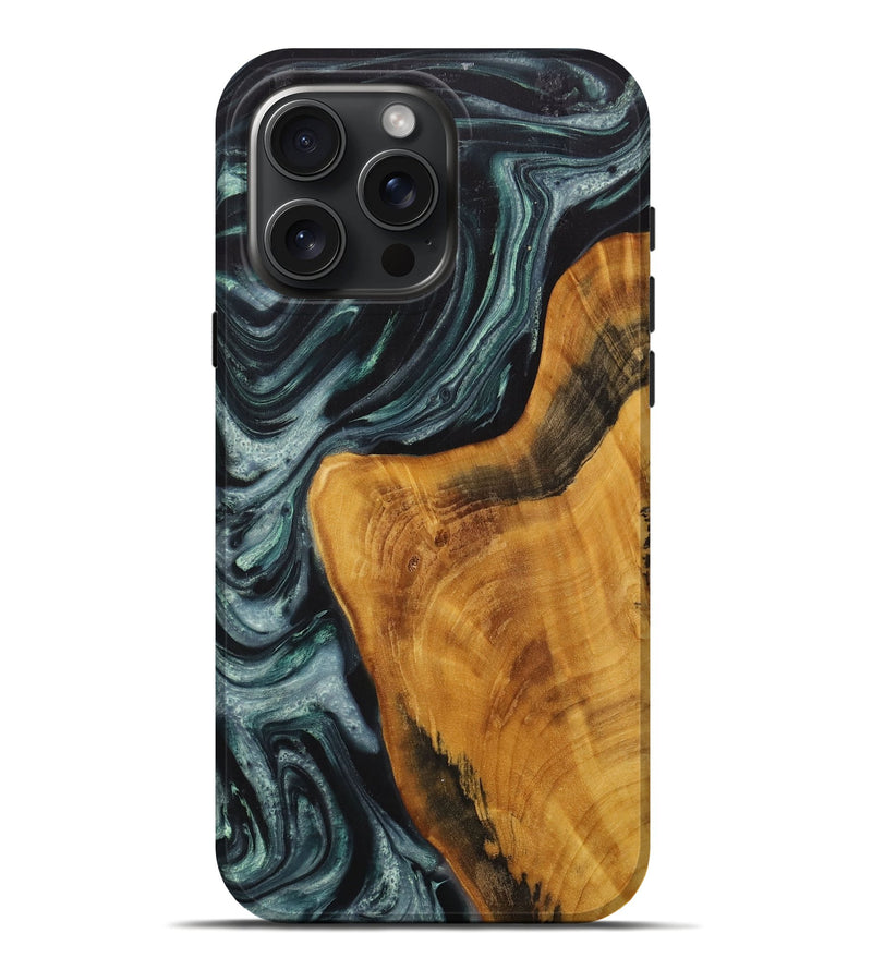 iPhone 16 Pro Max Wood Live Edge Phone Case - Shelbi (Green, 731770)