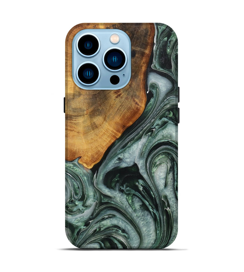 iPhone 14 Pro Wood Live Edge Phone Case - Male (Green, 731771)