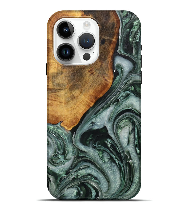 iPhone 15 Pro Max Wood Live Edge Phone Case - Male (Green, 731771)