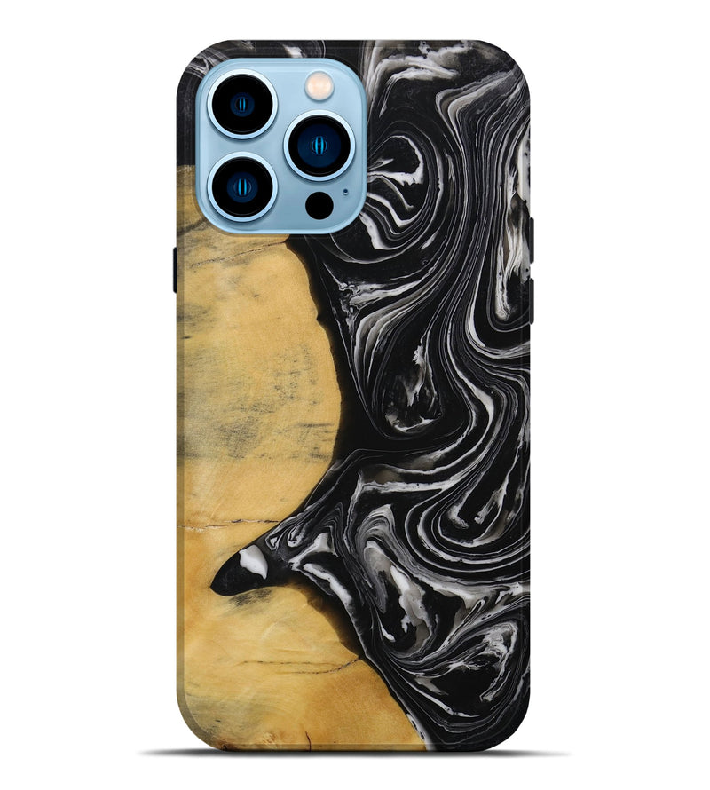 iPhone 14 Pro Max Wood Live Edge Phone Case - Texanna (Black & White, 731772)