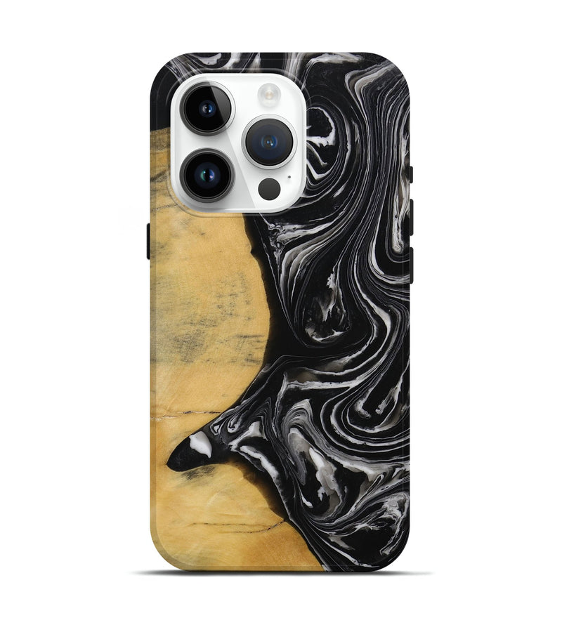 iPhone 15 Pro Wood Live Edge Phone Case - Texanna (Black & White, 731772)