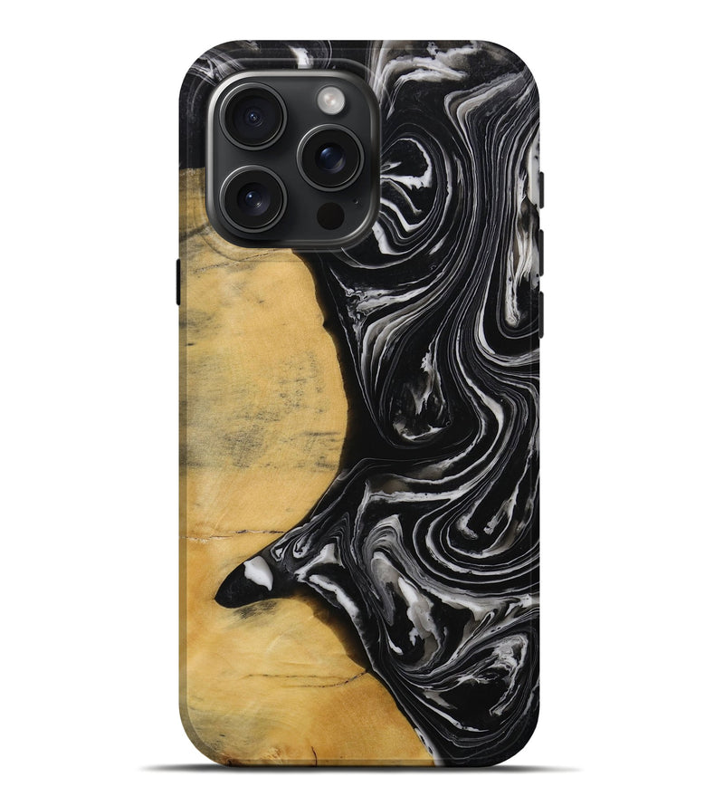 iPhone 16 Pro Max Wood Live Edge Phone Case - Texanna (Black & White, 731772)