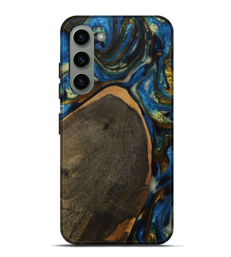 Galaxy S23 Plus Wood Live Edge Phone Case - Britton (Teal & Gold, 731773)