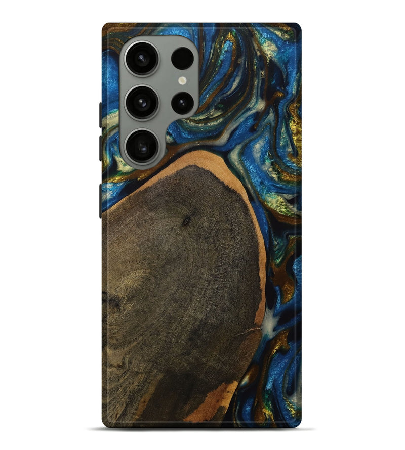 Galaxy S23 Ultra Wood Live Edge Phone Case - Britton (Teal & Gold, 731773)