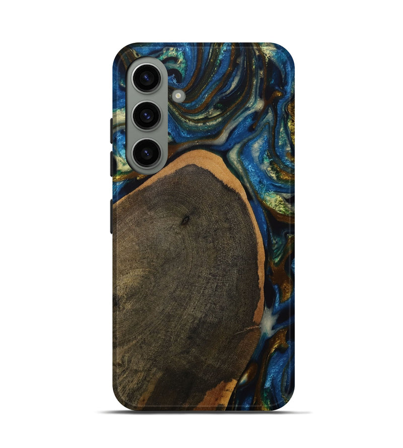 Galaxy S24 Wood Live Edge Phone Case - Britton (Teal & Gold, 731773)