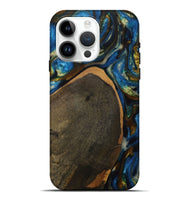 iPhone 15 Pro Max Wood Live Edge Phone Case - Britton (Teal & Gold, 731773)