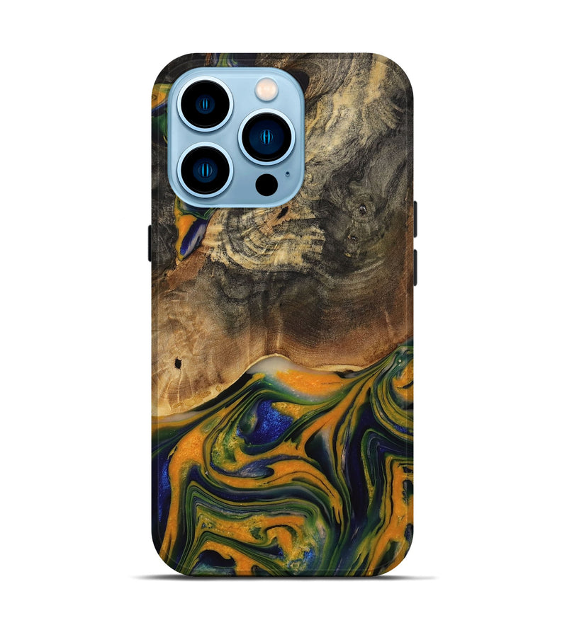 iPhone 14 Pro Wood Live Edge Phone Case - Taryn (Blue, 731774)