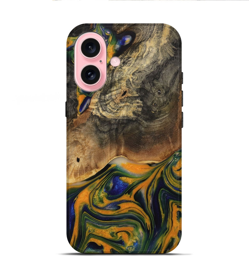 iPhone 16 Wood Live Edge Phone Case - Taryn (Blue, 731774)