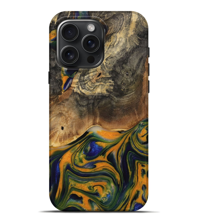 iPhone 16 Pro Max Wood Live Edge Phone Case - Taryn (Blue, 731774)