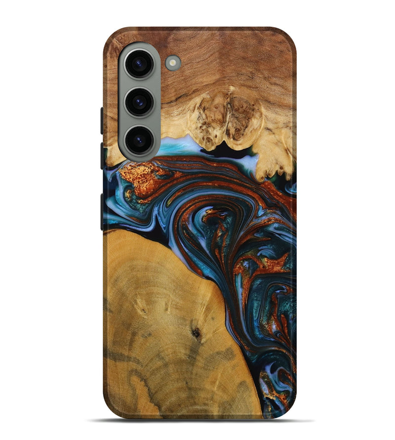 Galaxy S23 Plus Wood Live Edge Phone Case - Sask (Teal & Gold, 731776)