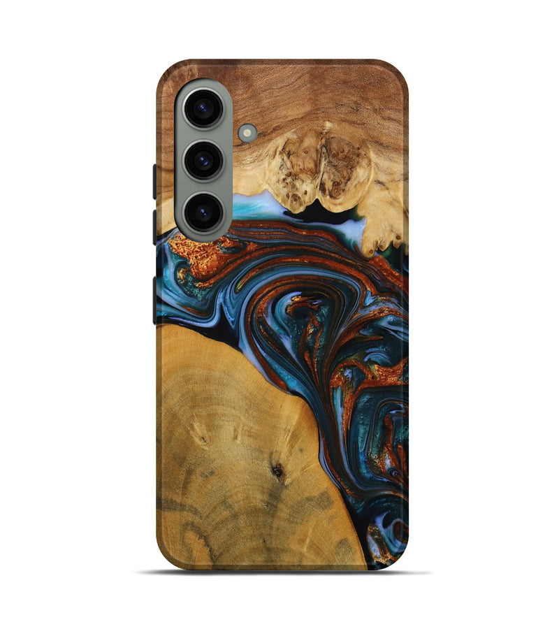 Galaxy S24 Wood Live Edge Phone Case - Sask (Teal & Gold, 731776)