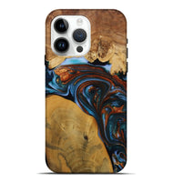 iPhone 15 Pro Max Wood Live Edge Phone Case - Sask (Teal & Gold, 731776)