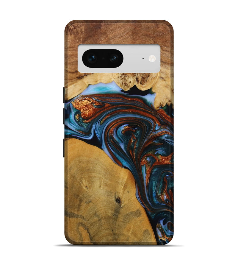 Pixel 7 Wood Live Edge Phone Case - Sask (Teal & Gold, 731776)