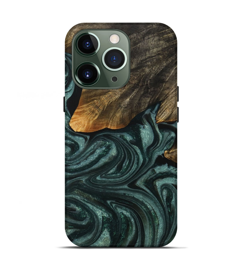 iPhone 13 Pro Wood Live Edge Phone Case - Darell (Green, 731777)