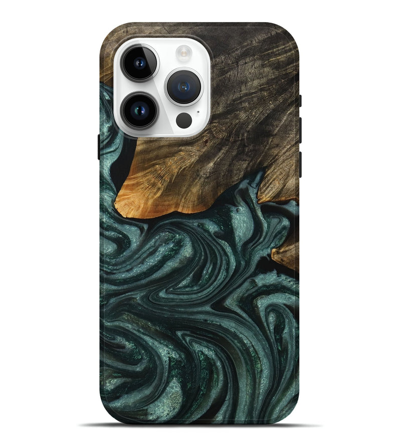 iPhone 15 Pro Max Wood Live Edge Phone Case - Darell (Green, 731777)