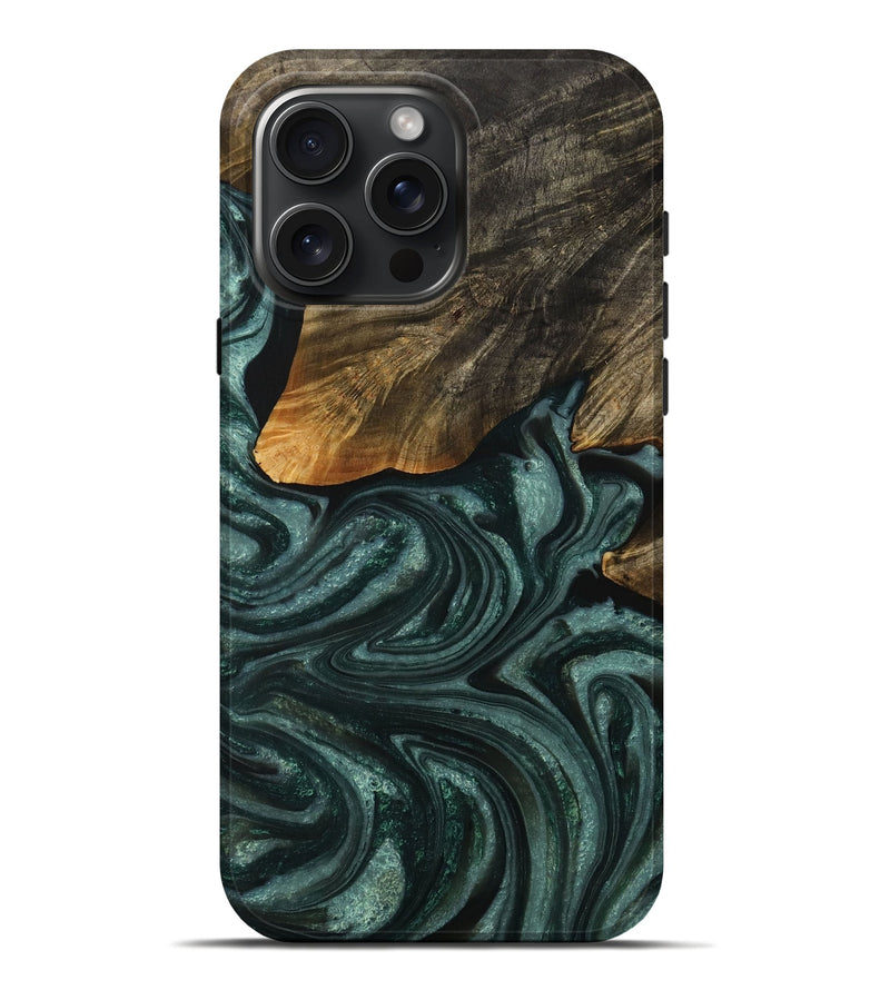 iPhone 16 Pro Max Wood Live Edge Phone Case - Darell (Green, 731777)