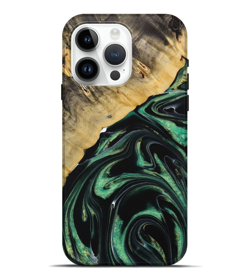 iPhone 15 Pro Max Wood Live Edge Phone Case - Sherill (Green, 731778)