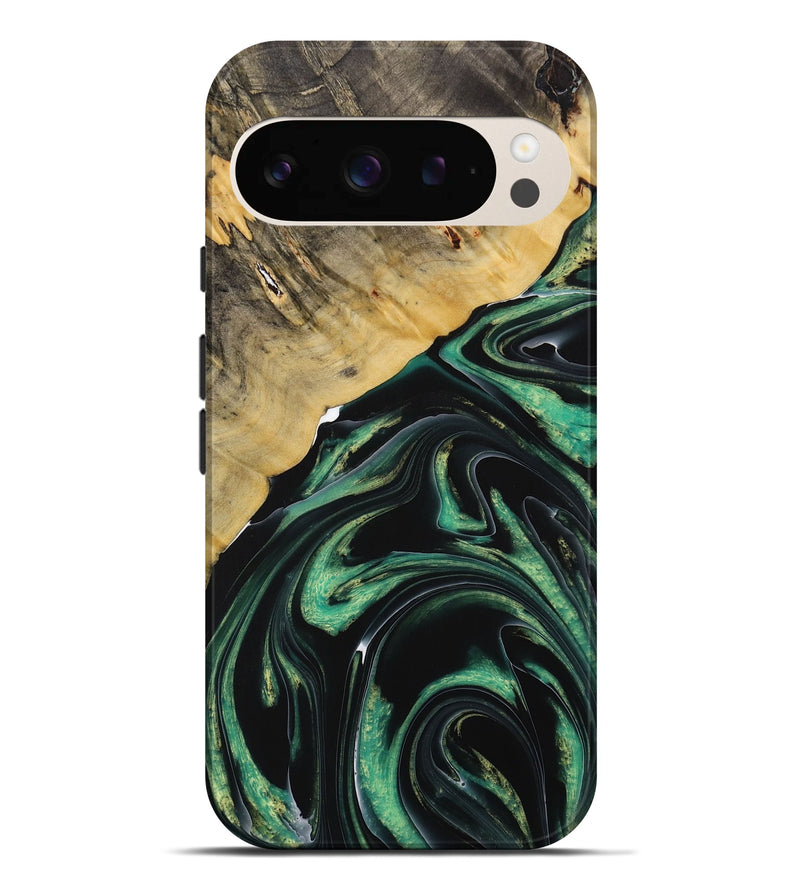 Pixel 9 Pro XL Wood Live Edge Phone Case - Sherill (Green, 731778)