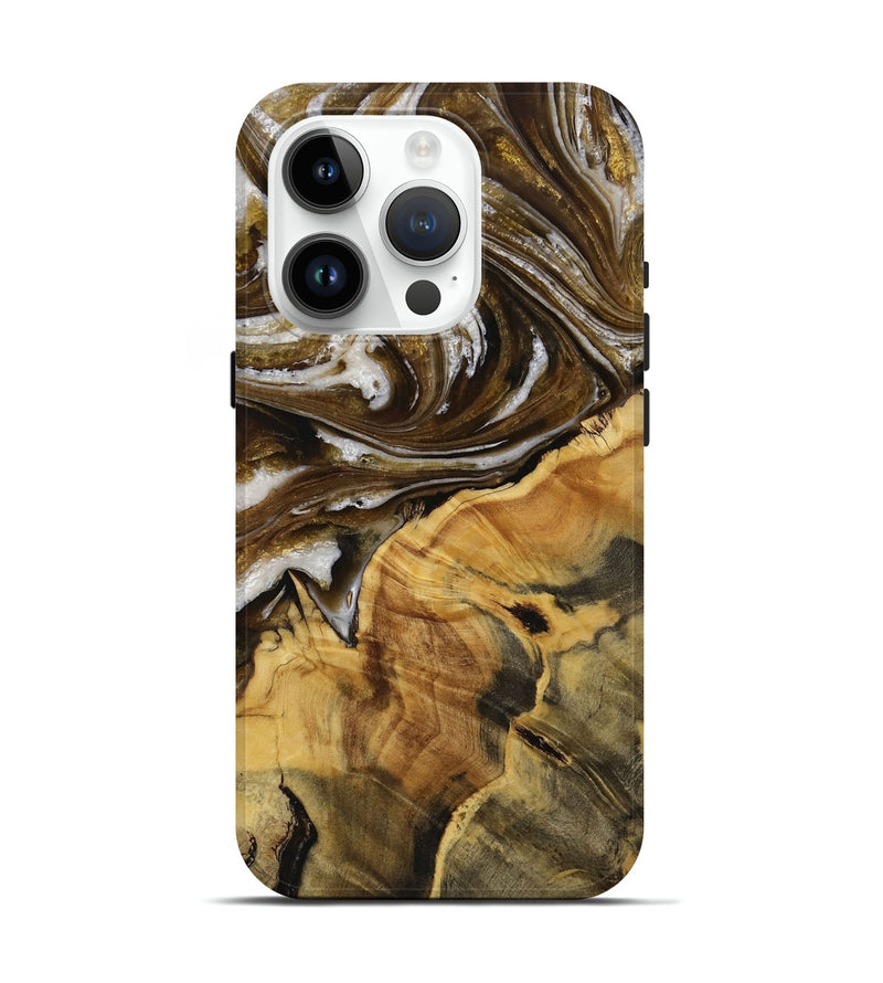 iPhone 15 Pro Wood Live Edge Phone Case - Clabe (Black & White, 731779)