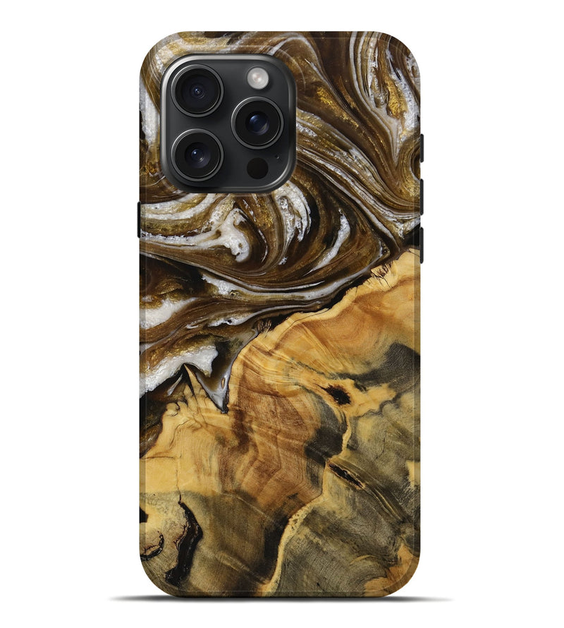 iPhone 16 Pro Max Wood Live Edge Phone Case - Clabe (Black & White, 731779)