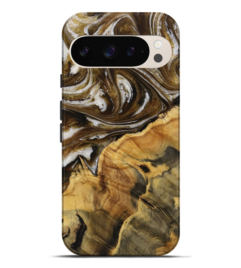 Pixel 9 Pro XL Wood Live Edge Phone Case - Clabe (Black & White, 731779)