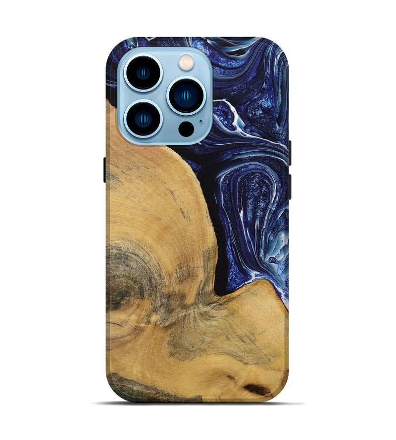 iPhone 14 Pro Wood Live Edge Phone Case - Trey (Blue, 731780)