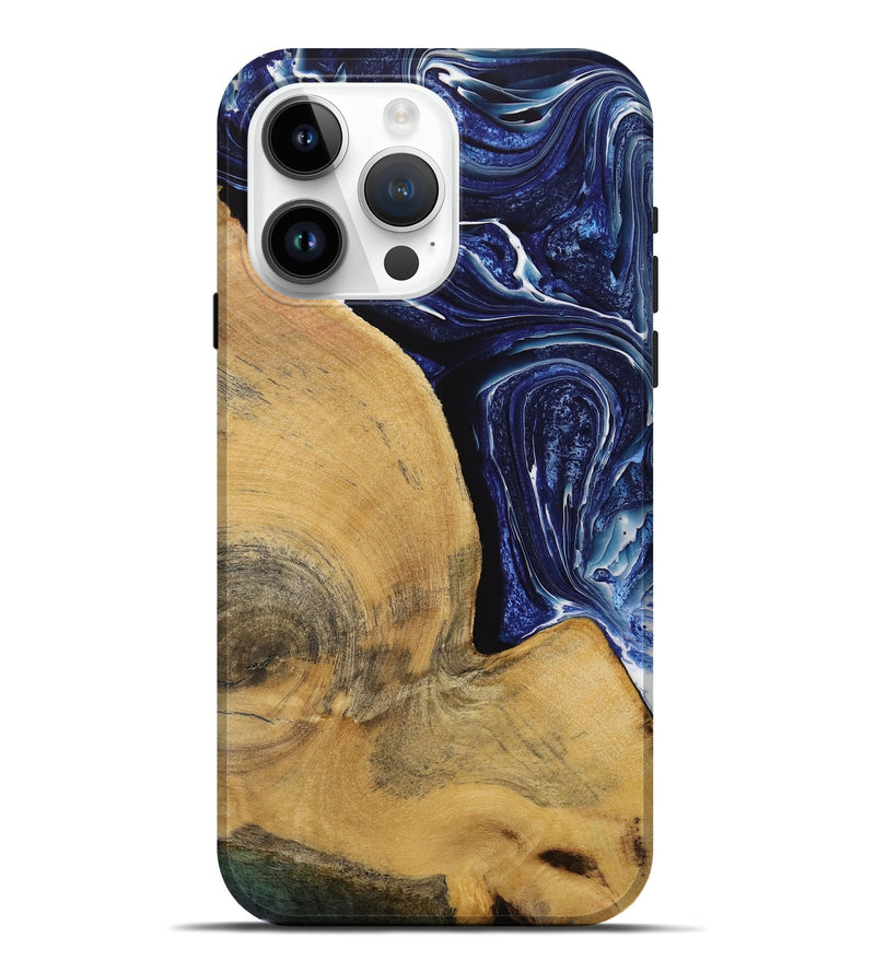 iPhone 15 Pro Max Wood Live Edge Phone Case - Trey (Blue, 731780)