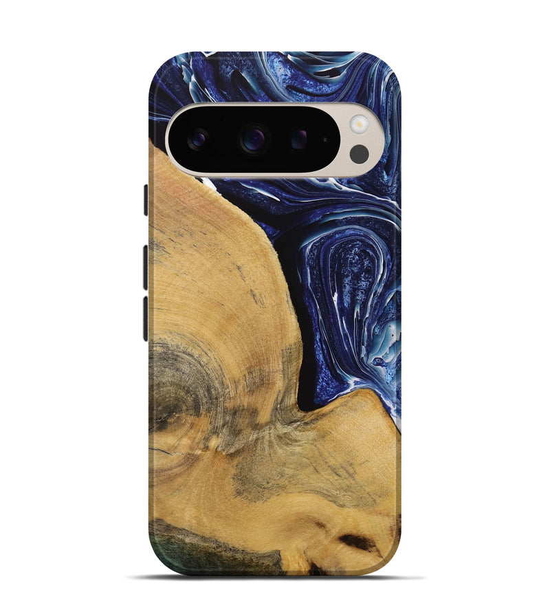 Pixel 9 Wood Live Edge Phone Case - Trey (Blue, 731780)