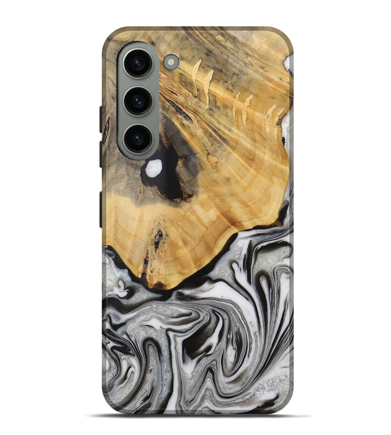 Galaxy S23 Plus Wood Live Edge Phone Case - Phyllys (Black & White, 731781)