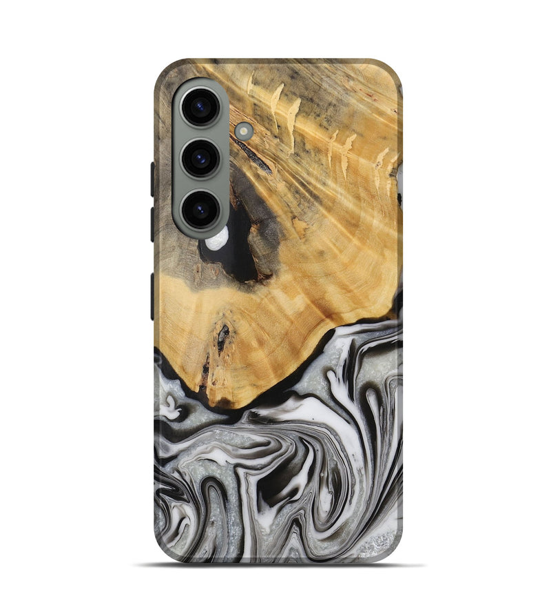 Galaxy S24 Wood Live Edge Phone Case - Phyllys (Black & White, 731781)