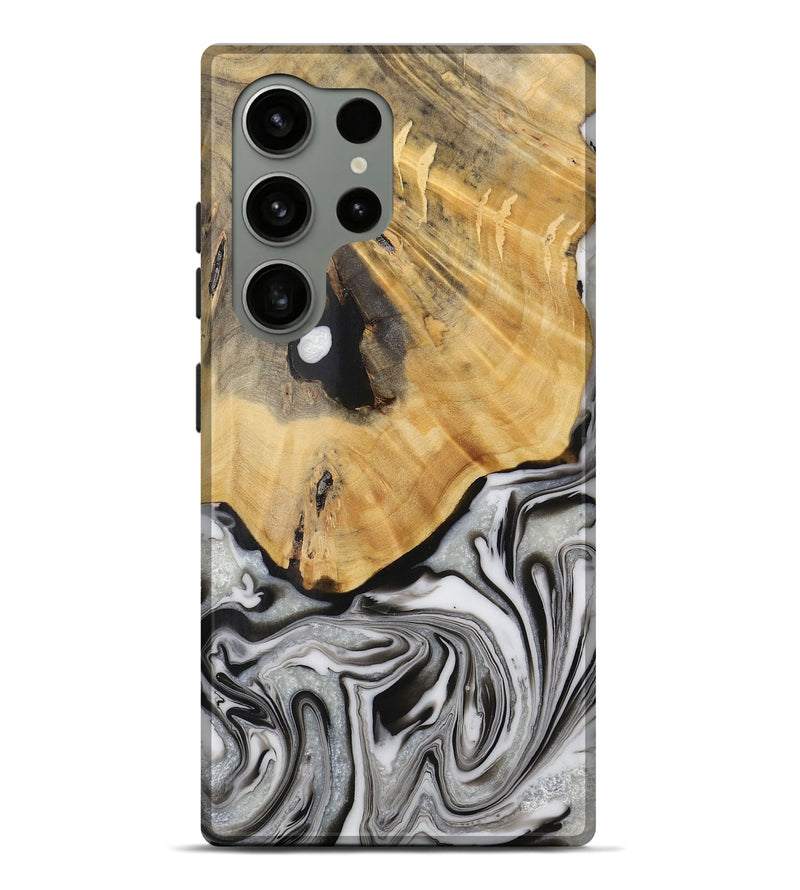 Galaxy S24 Ultra Wood Live Edge Phone Case - Phyllys (Black & White, 731781)