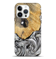 iPhone 15 Pro Max Wood Live Edge Phone Case - Phyllys (Black & White, 731781)