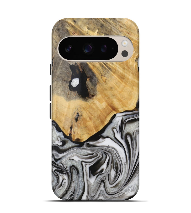 Pixel 9 Wood Live Edge Phone Case - Phyllys (Black & White, 731781)