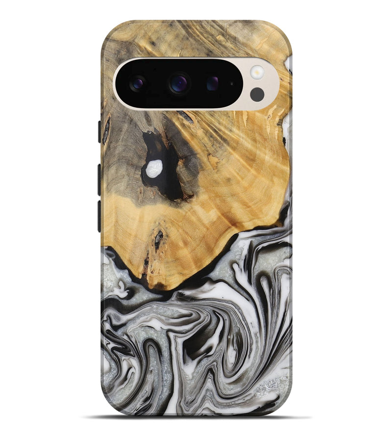 Pixel 9 Pro XL Wood Live Edge Phone Case - Phyllys (Black & White, 731781)