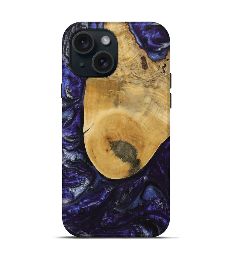 iPhone 15 Wood Live Edge Phone Case - Angel (Purple, 731782)