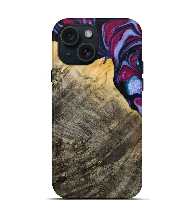 iPhone 15 Wood Live Edge Phone Case - Daulton (Purple, 731784)